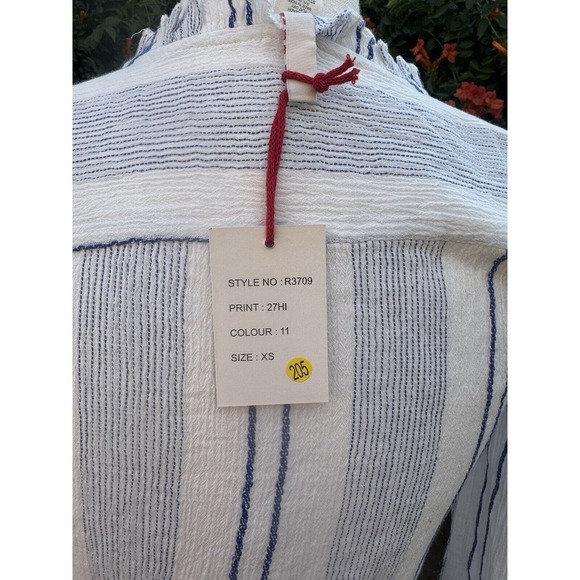 Raga Boho Maxi Dress Blue Embroidered Striped Fringe Indie Festival Bohemian XS - Picture 5 of 5